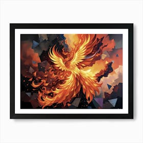 Mystical Phoenix Rising From /the Ashes With Flames, Painting Art, Wallart, Wallpaper, Wall Prints, Wall Art, Decoration, Room Decor Art Print