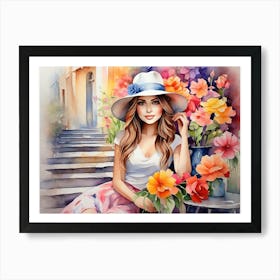 Girl Among Flowers 9 Art Print