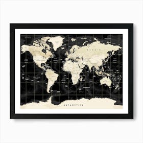 World Map Dark background color Art Print