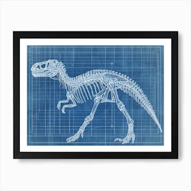 Carnotaurus Skeleton Hand Drawn Blueprint 1 Art Print