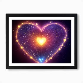 A Colorful Glowing Heart On A Dark Background Horizontal Composition 94 Art Print