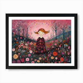 Girl In A Flower Field Art Print