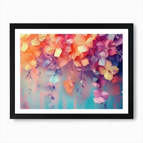 Colorful Vibrant Flower Hanging Branches Illustration Art Print