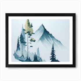 Mountain And Forest In Minimalist Watercolor Horizontal Composition 204 Art Print