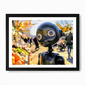 Robot In The Market Art Print