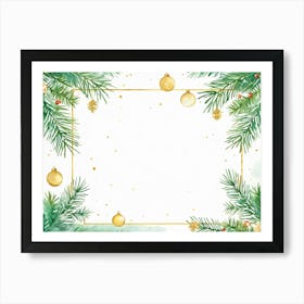 Watercolor Minimalism Approached Christmas Card Featuring Subtle Placement Of Twinkling Ornaments Gl Art Print