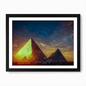 Pyramids Egypt Desert Sunset Art Print