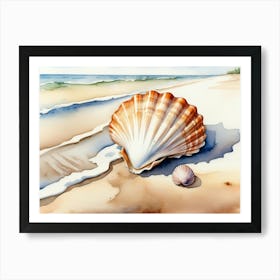 Seashell on the beach, watercolor painting 14 Art Print