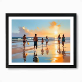 Family At The Beach Art Print