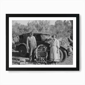 Migrant Cane Chair Maker And Wife In Front Of Their Automobile Home, Near Paradis, Louisiana By Russell Lee Art Print