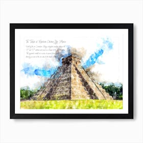 Maya Pyramid, Mexico Watercolor Art Print