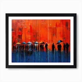 Umbrellas In The Rain Art Print