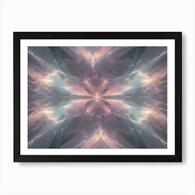 Abstract Image Of A Pink And Blue Fractal, With A Symmetrical Pattern Of Glowing Lines And Shapes, Creating A Sense Of Energy And Movement Art Print