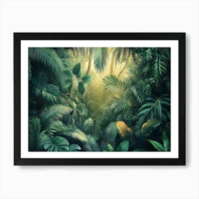 3d Tropical Jungle Wallpaper Art Print