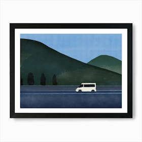 White Van On The Road Art Print