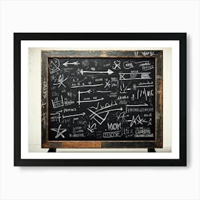 Blackboard With Abstract Graphics And Arrows Hand Drawn Lines Creating Realistic Textures Designs (4) Art Print