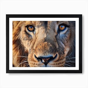 African Lion Eyes Realism Painting2 Art Print