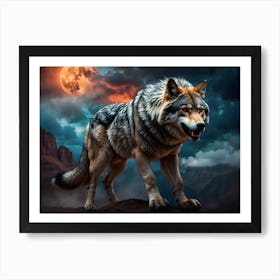 Wolf Howling At The Moon 4 Art Print