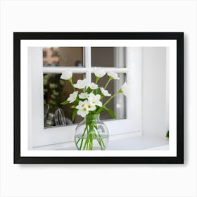 White Flowers In A Vase 2 Art Print