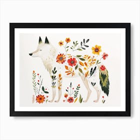 Little Floral Arctic Wolf 4 Art Print