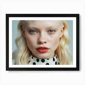 Portrait Of Albino Girl With Freckles and blue eyes 1 Poster