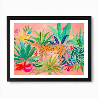 Leopard In Succulent Garden Art Print