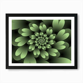 Green Floral Satin Wallpaper Art Print