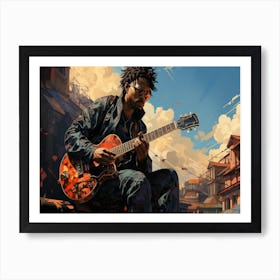 Man Playing An Electric Guitar 1 Art Print