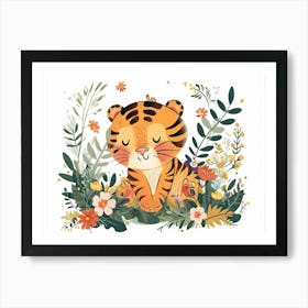 Little Floral Bengal Tiger 3 Art Print