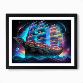 Ship In The Night Sky Art Print