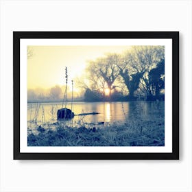 Sunrise Over A Frozen Lake frost countryside  Art Print