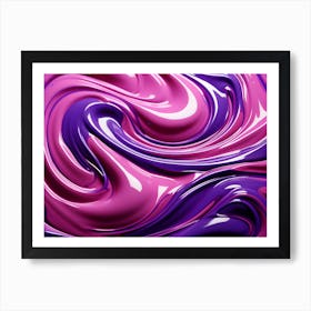 Pink & Purple Gloss Fluid Swirls Abstract 2 Art Print