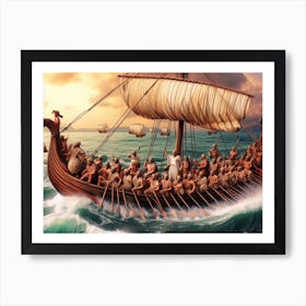 Viking Ship AI Realistic photo 3 Art Print