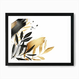 Gold And Black Abstract Painting 95 Art Print