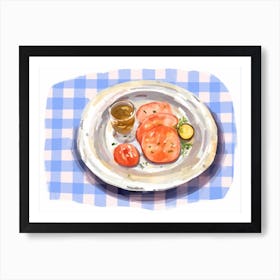 A Plate Of Antipasto, Top View Food Illustration, Landscape 1 Art Print