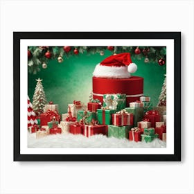 A Vividly Fluffy Red Santa Hat Brimming With Soft White Faux Fur Domes The Top In A Merry Celeb Art Print