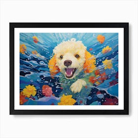 Poodle Dog Swimming In The Sea Art Print