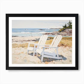 Adirondack Chairs On The Beach - expressionism Art Print