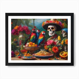 Tropical dinner party Art Print