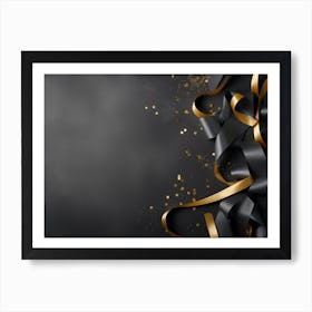 Black And Gold Ribbon Background Art Print