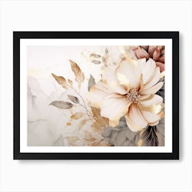 Gold Floral Wallpaper Art Print