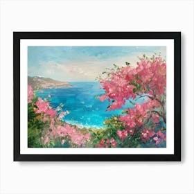 Pink Blossoms By The Sea 1 Art Print