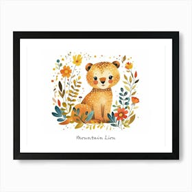 Little Floral Mountain Lion 2 Poster Art Print