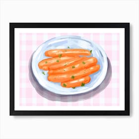 A Plate Of Carrots, Top View Food Illustration, Landscape 1 Art Print