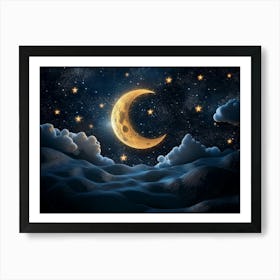 Moon And Stars Master Peace Art Print