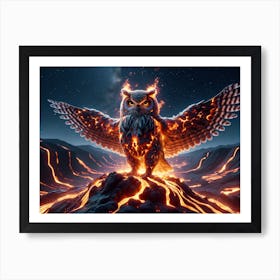 Owlcano Owl-Vulcano Fantasy Art Print