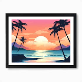 Sunset At The Beach Art Print 1 Art Print