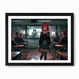 Anime Girl In Classroom Art Print