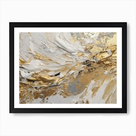Gold And White Abstract Painting Art Print