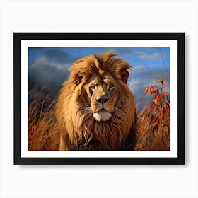 African Lion Close Up Realism 4 Art Print
